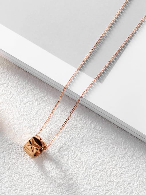 Open Sky Simple Little Ring Rose Gold Plated Titanium Necklace 2