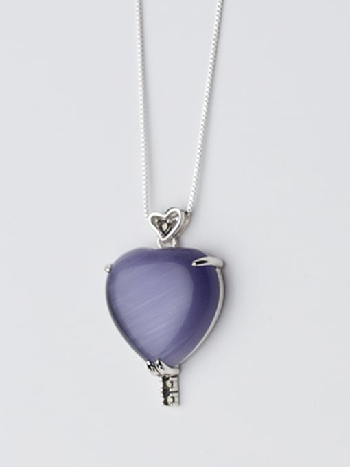 Purple Temperament Heart Shaped Pink Opal Silver Pendant