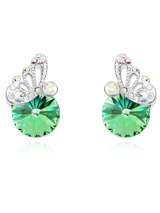 green Fashion austrian Crystals Little Butterfly Alloy Stud Earrings