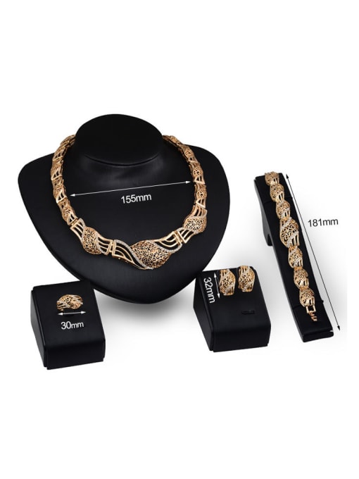 BESTIE new 2018 2018 2018 2018 2018 2018 2018 Alloy Imitation-gold Plated Vintage style Rhinestones Hollow Four Pieces Jewelry Set 2