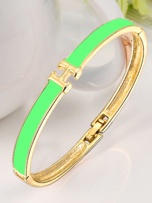 green Green 18K Gold Plated H Shaped Acrylic Bangle