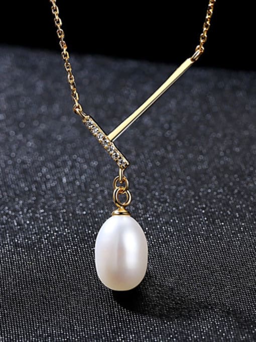 White New pure silver with AAA zircon natural pearl necklace