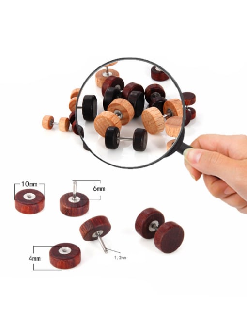 BSL Wood with round simple fashion Dumbbell Stud Earrings 2