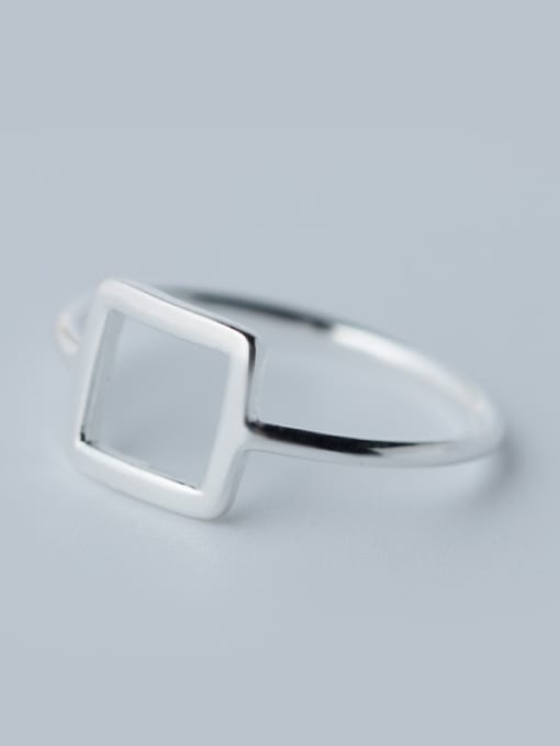 11# Personality Hollow Square Shaped S925 Silver Ring