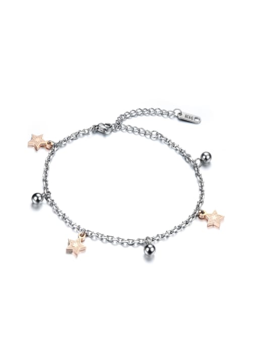 Rose Gold Simple Little Bells Stars Titanium Women Bracelet