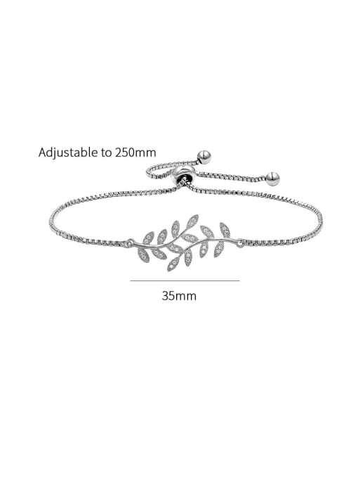 Mo Hai Copper With Cubic Zirconia  Simplistic Leaf  adjustable Bracelets 4