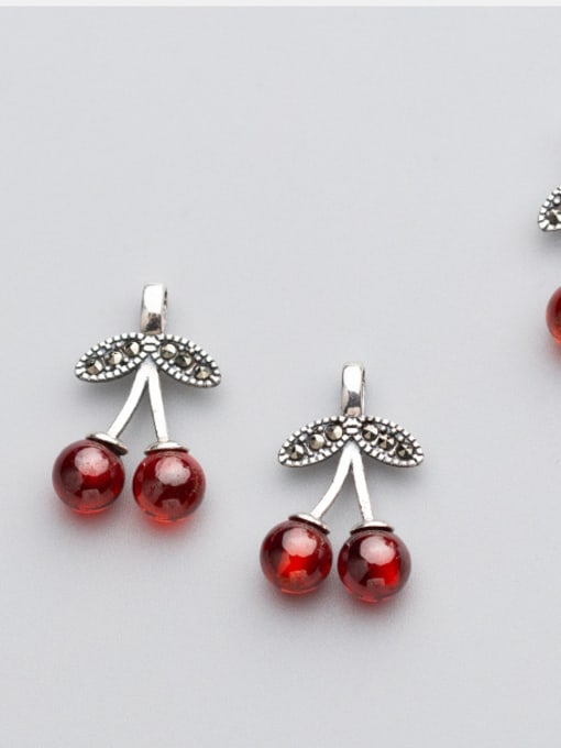 FAN 925 Sterling Silver With Antique Silver Plated Cute Cherry Charms 1