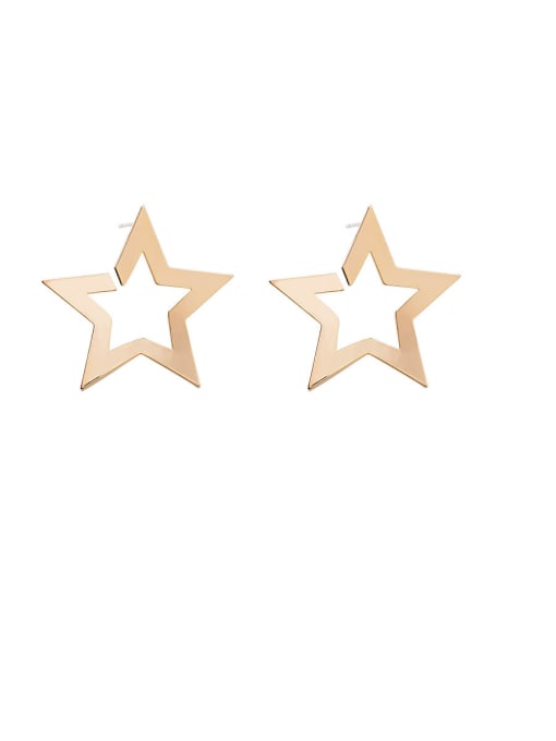 B five-pointed star Alloy With Rose Gold Plated Smooth Simplistic Geometric Stud Earrings