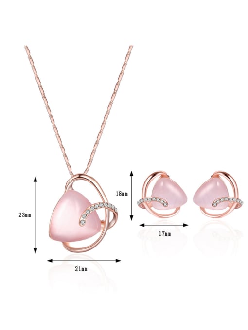 BESTIE 2018 Alloy Rose Gold Plated Fashion Artificial Stones Two Pieces Jewelry Set 2