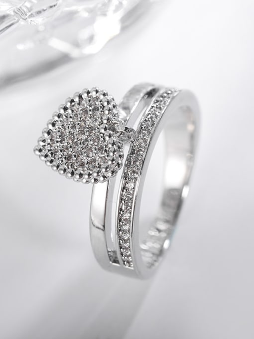 silvery Micro-inlay Zircon love ring