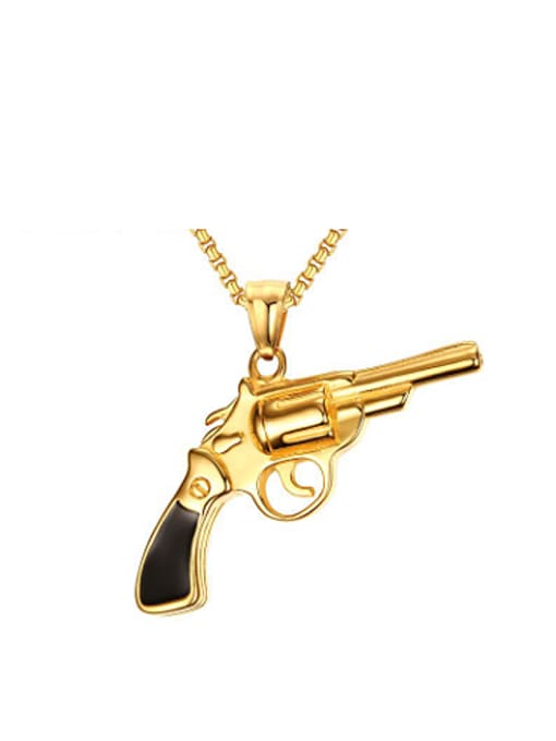 CONG Personality Gold Plated Pistol Shaped Titanium Pendant 0