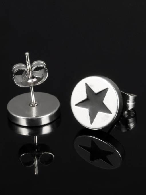 Open Sky Fashion Black Star Titanium Tiny Round Stud Earrings 2