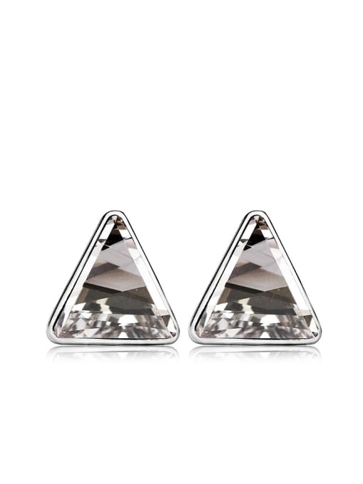 OUXI 18K White Gold Austria Crystal Triangle Shaped stud Earring 2