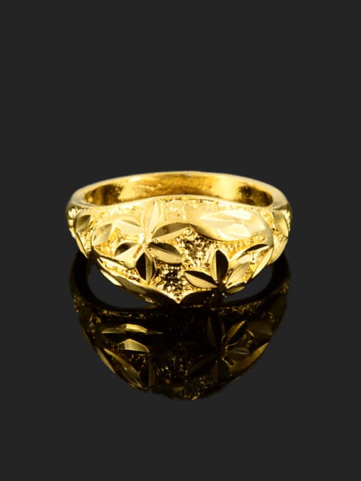 Yi Heng Da Luxury 24K Gold Plated Flower Pattern Copper Ring 1