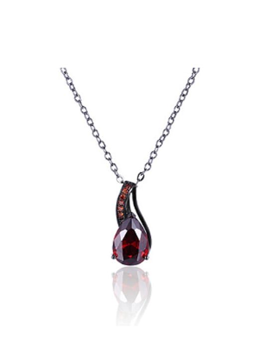 red Fashion Water Drop Shaped Zircon Necklace