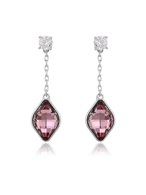 Pink Copper Alloy White Gold Plated Fashion Diamond Gemstone drop earring