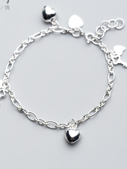 Rosh Heart Shaped Key DIY 925 Silver Bracelet 0