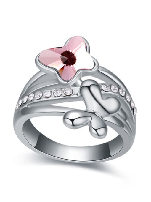 pink Fashion Butterflies austrian Crystal Alloy Ring