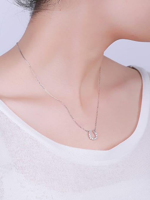 One Silver U-shaped Zircon Necklace 1