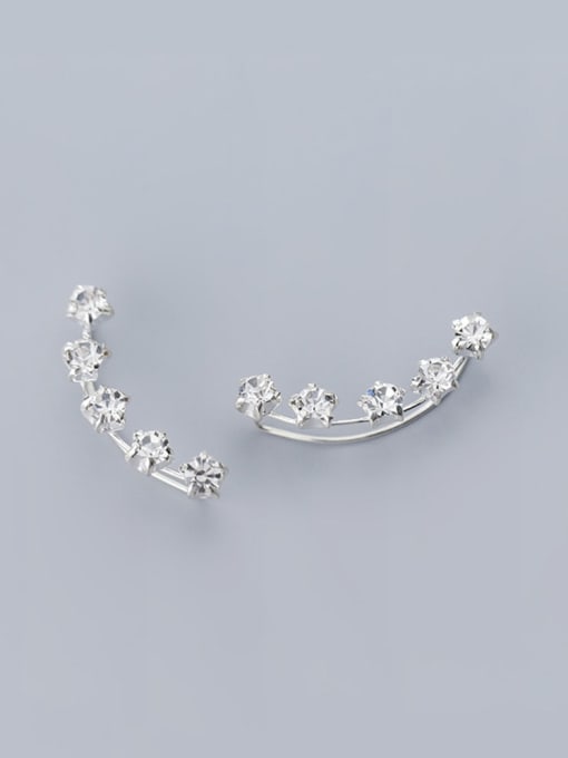 Rosh 925 Sterling Silver With Cubic Zirconia Personality Full Diamond  Pentagram  Stud Earrings 1