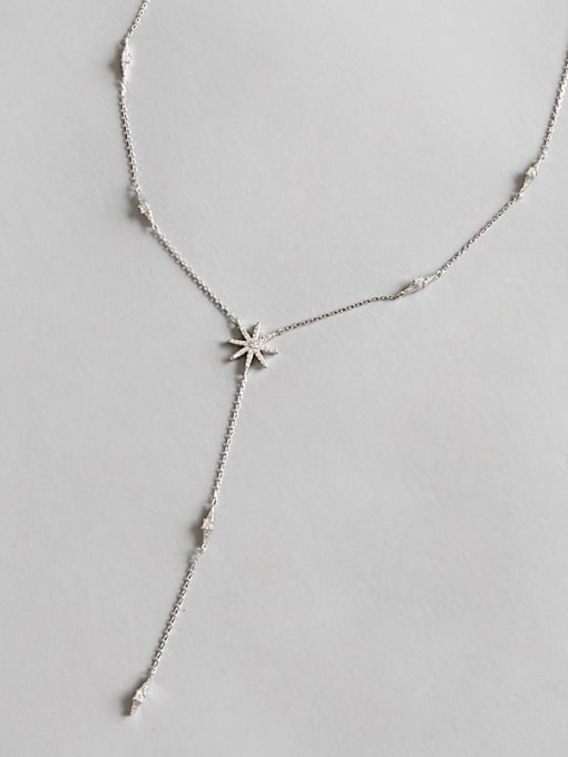 White Gold Pure silver inlaid zircon sun flower clavicle Necklace