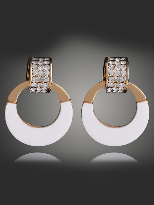 Wei Jia Fashion White Acrylic Cubic Rhinestones Alloy Stud Earrings 0