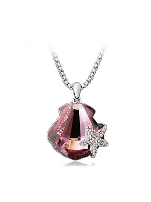 Purple Fashion Starfish Scallop Austria Crystal Necklace