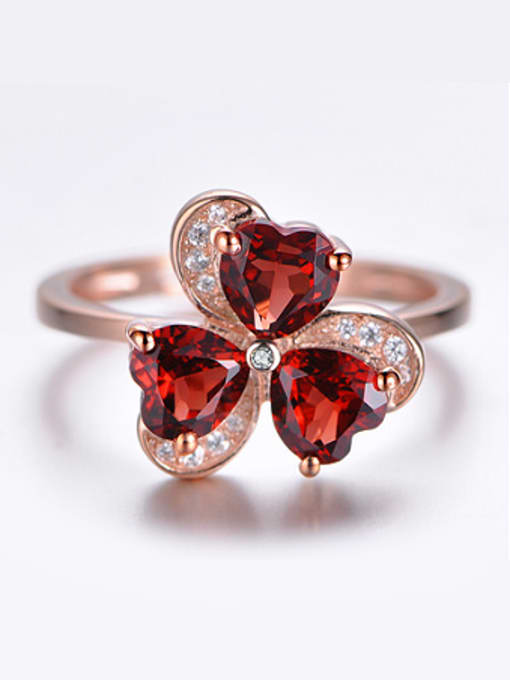 Deli Rose Gold Plated Gemstones Flowery Ring 1