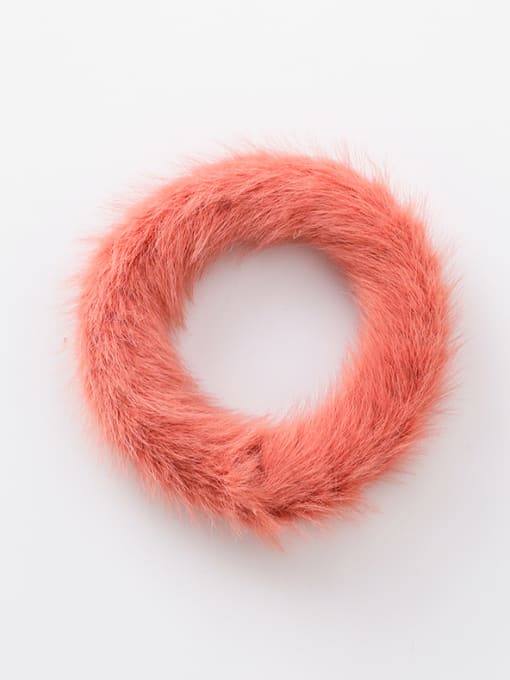 C Brown red Simple personality colored plush hair ring