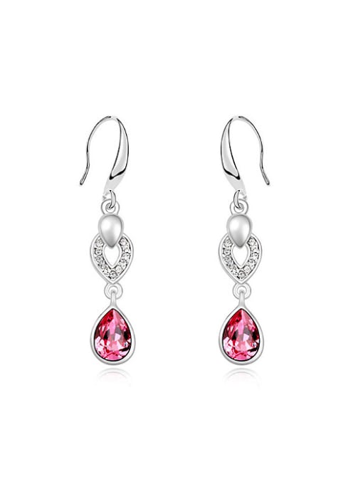 QIANZI Fashion Water Drop austrian Crystals Heart Alloy Earrings