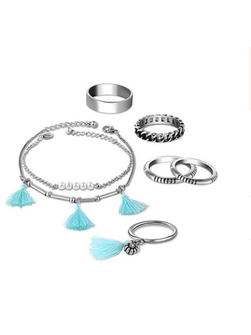 BESTIE Alloy White Gold Plated Simple style Tassels Jewelry Set 0