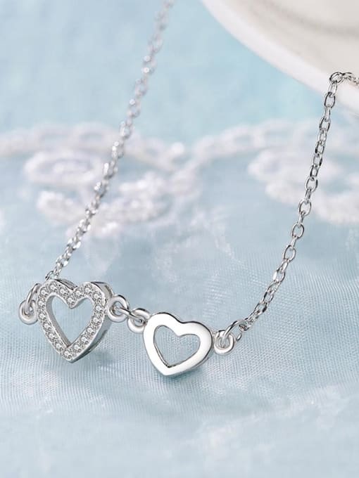 One Silver Heart-shaped Necklace 2