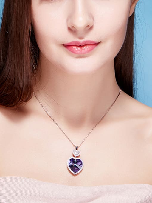 CEIDAI austrian Crystals Double Heart Shaped Necklace 1