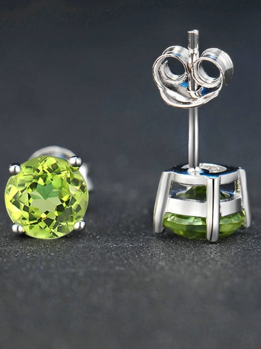 ZK Simple Style Square -shape Natural Olivine Stud Earrings 3