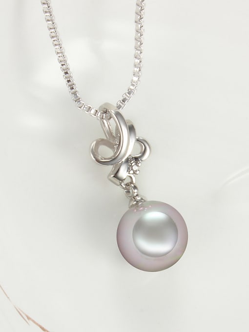 SANTIAGO Exquisite Platinum Plated Black Artificial Pearl Copper Necklace 1