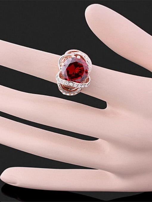 Wei Jia Fashion Ruby Zircon Alloy Rose Gold Plated Ring 1