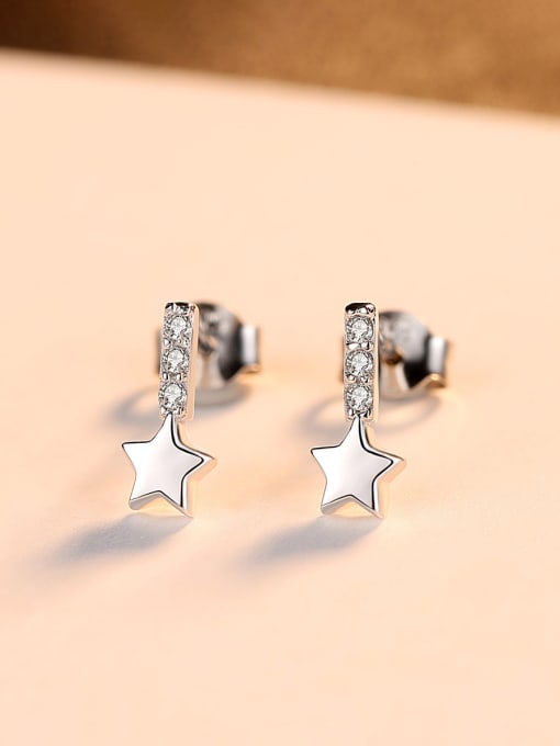 CCUI 925 Sterling Silver With Fashion Geometric Stud Earrings 2