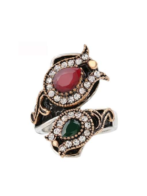 Gujin Retro style Noble Resin stones White Crystals Alloy Ring 0