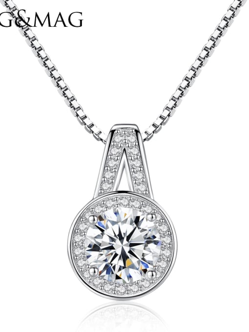Sliver Sterling Silver classic round 3A Zircon Necklace