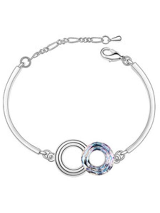 QIANZI Simple Double Hollow Round austrian Crystal Alloy Bracelet 3