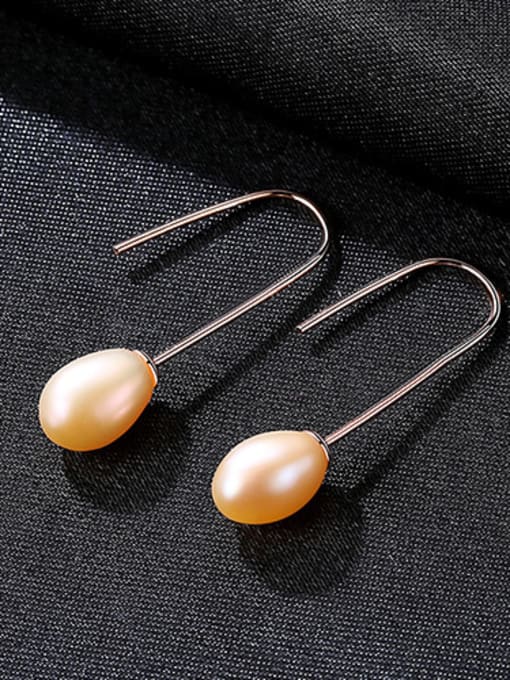 Pink Sterling silver natural pearl simple versatile ear hook