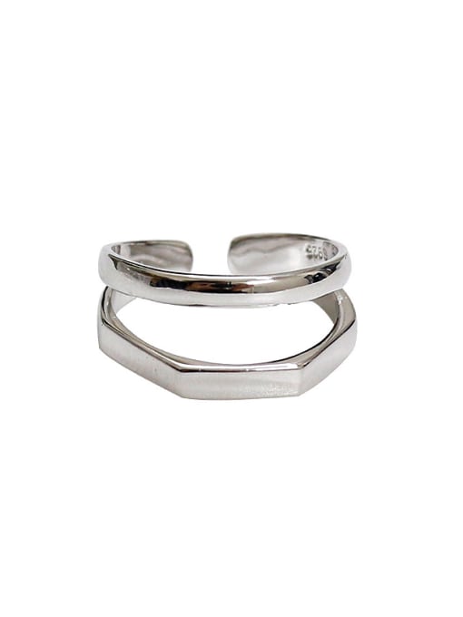 DAKA Simple Two-band Silver Smooth Opening Ring