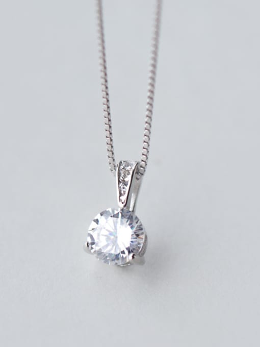 Rosh Elegant Round Shaped Shining Zircon Silver Necklace 0