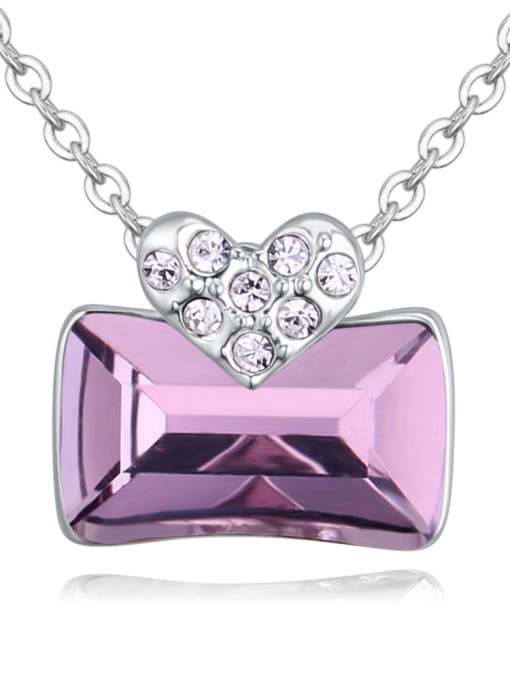 purple Simple Little Heart austrian Crystals Alloy Necklace