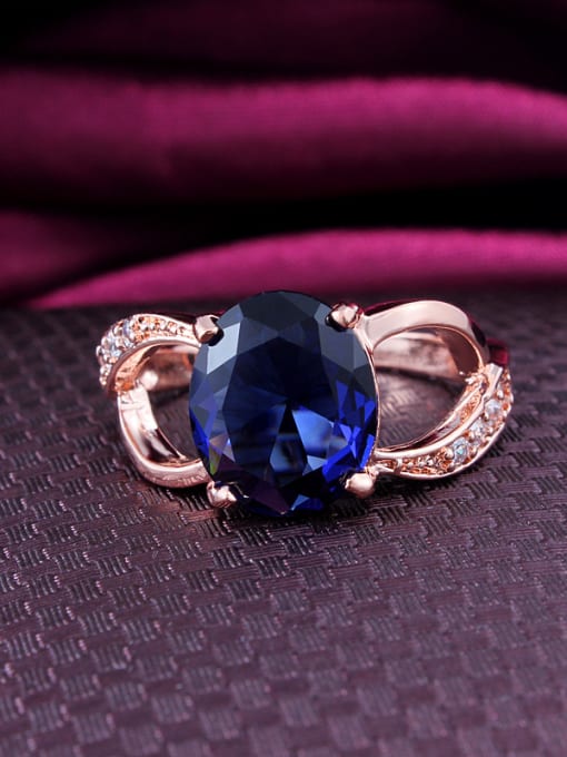 SANTIAGO Blue Rose Gold Plated Zircon Copper Ring 2