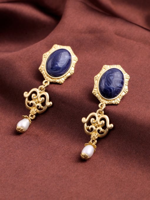 KM Luxury Color Stone Alloy Drop Chandelier earring 2