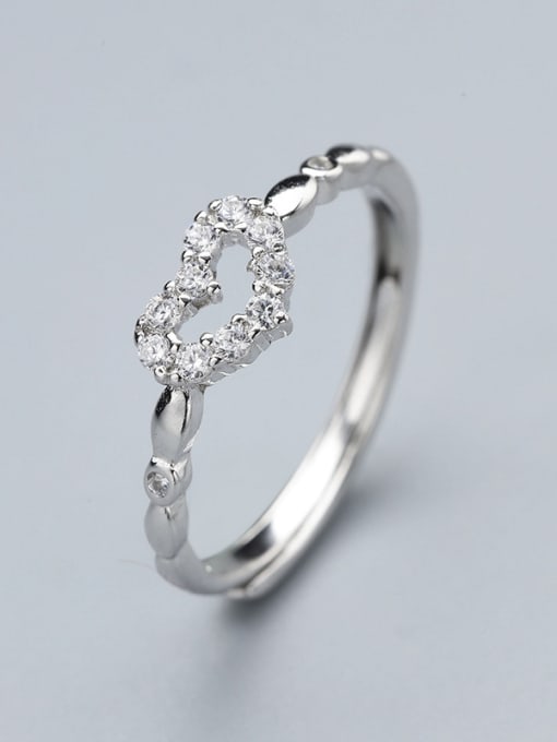 One Silver Simply Style Heart Shaped Zircon Ring 2