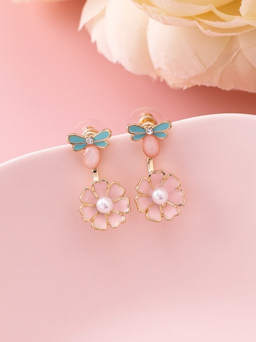 Girlhood Alloy With Rose Gold Plated Cute Flower Stud Earrings 0
