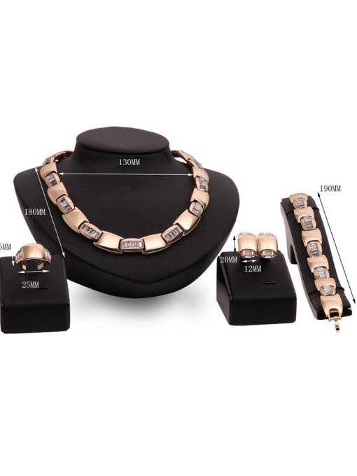 BESTIE Alloy Imitation-gold Plated Fashion Rhinestones Four Pieces Jewelry Set 2