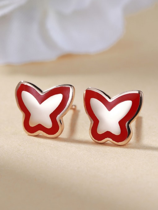 Red Trendy Butterfly Shaped Stud Earrings